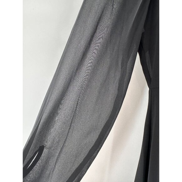 Liz Claiborne Black Long Sleeve Sheer Bow Tie Career Dress 6 Old Money Retro a - Picture 7 of 12